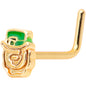 20G 5/16 Green Gold Tone Lucky Leprechaun L Shaped Nose Ring