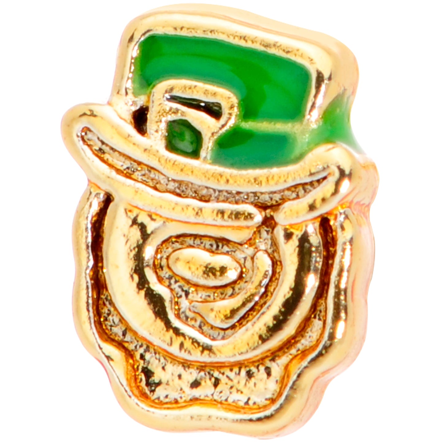 20G 5/16 Green Gold Tone Lucky Leprechaun L Shaped Nose Ring