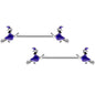 14G 5/8  Blue Spooky Halloween Witch Barbell Nipple Ring Set