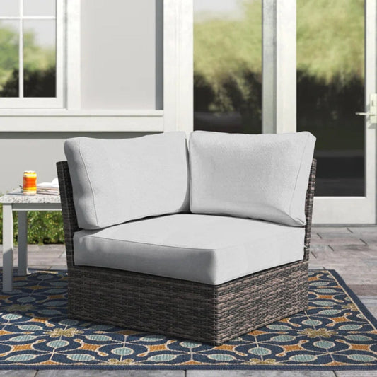 Outdoor Corner Wedge Chair Wicker Espresso Coastal with Cushion