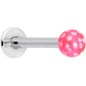 16G 1/4 Pink Polka Dot UV Reactive Acrylic Ball Labret Tragus