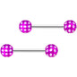 14G 9/16 Purple White Polka Dot UV Ball Barbell Nipple Ring Set