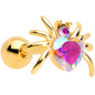 16G 1/4 Aurora Gem Gold Tone Heart Spider Cartilage Tragus