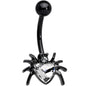 Clear Gem Black Halloween Heart Spider Belly Ring