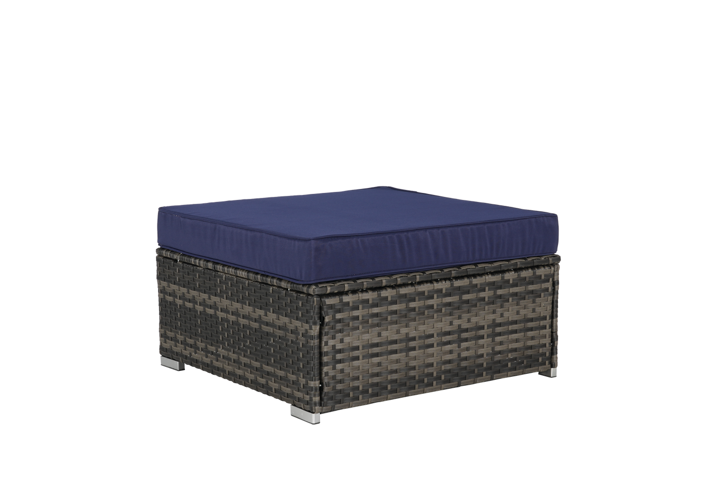 Outdoor Sectional Set PE Rattan Steel Dark Blue 8 Piece Seats 8 380 LB
