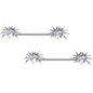 14G 5/8 Clear Gem Sexy Heart Spider Barbell Nipple Ring Set