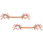 14G 5/8 Aurora Gem Rosy Sexy Heart Spider Barbell Nipple Ring Set