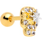 16G 1/4 Clear Gem Gold Tone Star Skull Cartilage Tragus Earring