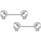 14G 9/16 Clear Gem Star Skull Barbell Nipple Ring Set