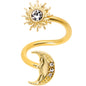 14G 7/16 Clear Gem Gold Tone Moon Spiral Twister Belly Ring