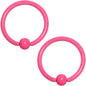 16G 3/8 Pink Glow in the Dark BCR Captive Ring Set of 2