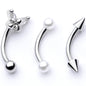 16G 5/16 Clear Gem Butterfly Curved Eyebrow Ring Set of 3