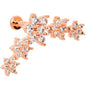 16G 1/4 Clear CZ Gem Rose Gold Tone Floral Internal Thread Labret