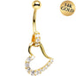 16G Solid 14K Yellow Gold Cubic Zirconia HOLLOW HEART CHARM Belly Ring