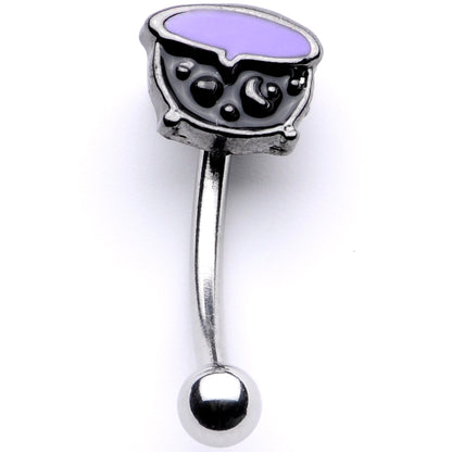 16G 5/16 Black Purple Cauldron Halloween Curved Eyebrow Ring