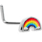 20G 1/4 Red Yellow Blue Pride Rainbow L Shaped Nose Ring