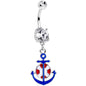 Clear Gem Blue Red Life Ring Anchor Nautical Belly Ring