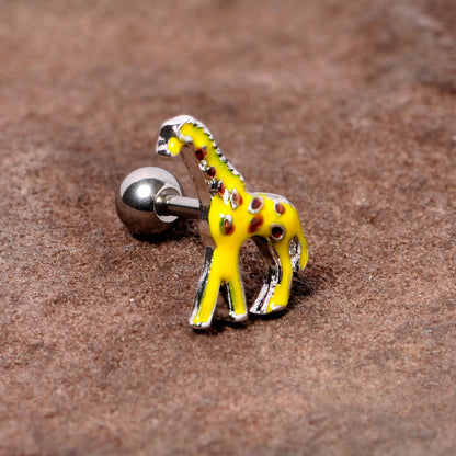 16G 1/4 Brown Yellow Giraffe Cartilage Tragus Earring