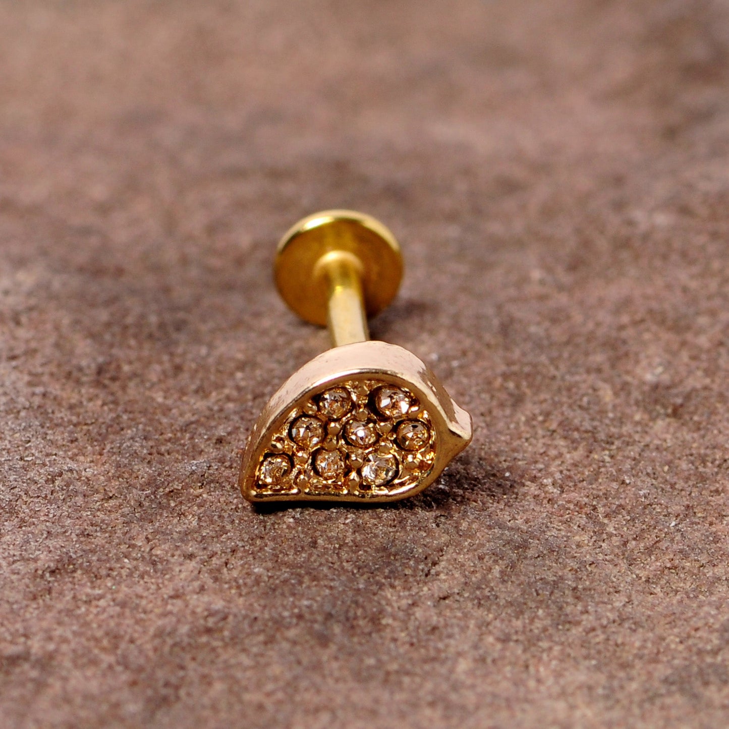 16G 5/16 Clear CZ Gem Gold Tone Swirl Labret Monroe Tragus