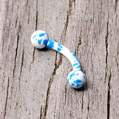 16G 5/16 White Blue Glow in the Dark Curved Eyebrow Ring