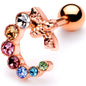 16G 1/4 Multicolor Gem Rose Gold Tone Bee Cartilage Tragus Earring