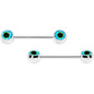 14G 5/8 Haunting Human Blue Eyeball Halloween Nipple Ring Set