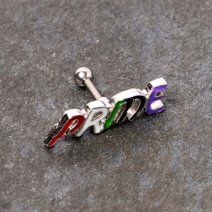 16G 1/4 Multicolor Rainbow Pride Cartilage Tragus Earring