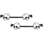 14G 9/16 Black PVD Rose Scary Skull Halloween Nipple Ring Set