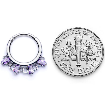 16G 3/8 Purple Gem Rectangle Septum Clicker