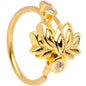 20G 5/16 Clear CZ Gem Gold Tone Lotus Flower Nose Hoop