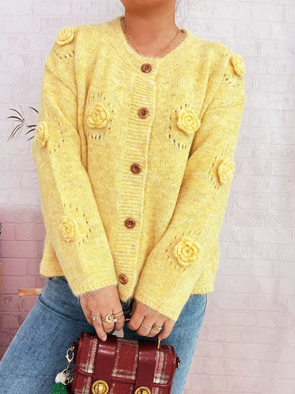 Flower Button-Up Cardigan