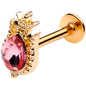 16G 5/16 Pink Gem Gold Tone Tulip Flower Labret Monroe Tragus