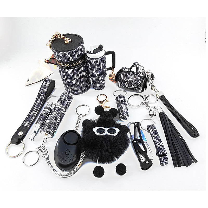 Diamond-Embellished Creative Portable 12-Piece Keychain Set