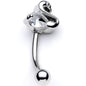 16G 5/16 Clear CZ Gem Sleek Swan Curved Eyebrow Ring