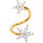 14G Clear Gem Gold Tone Star Flower Spiral Twister Belly Ring