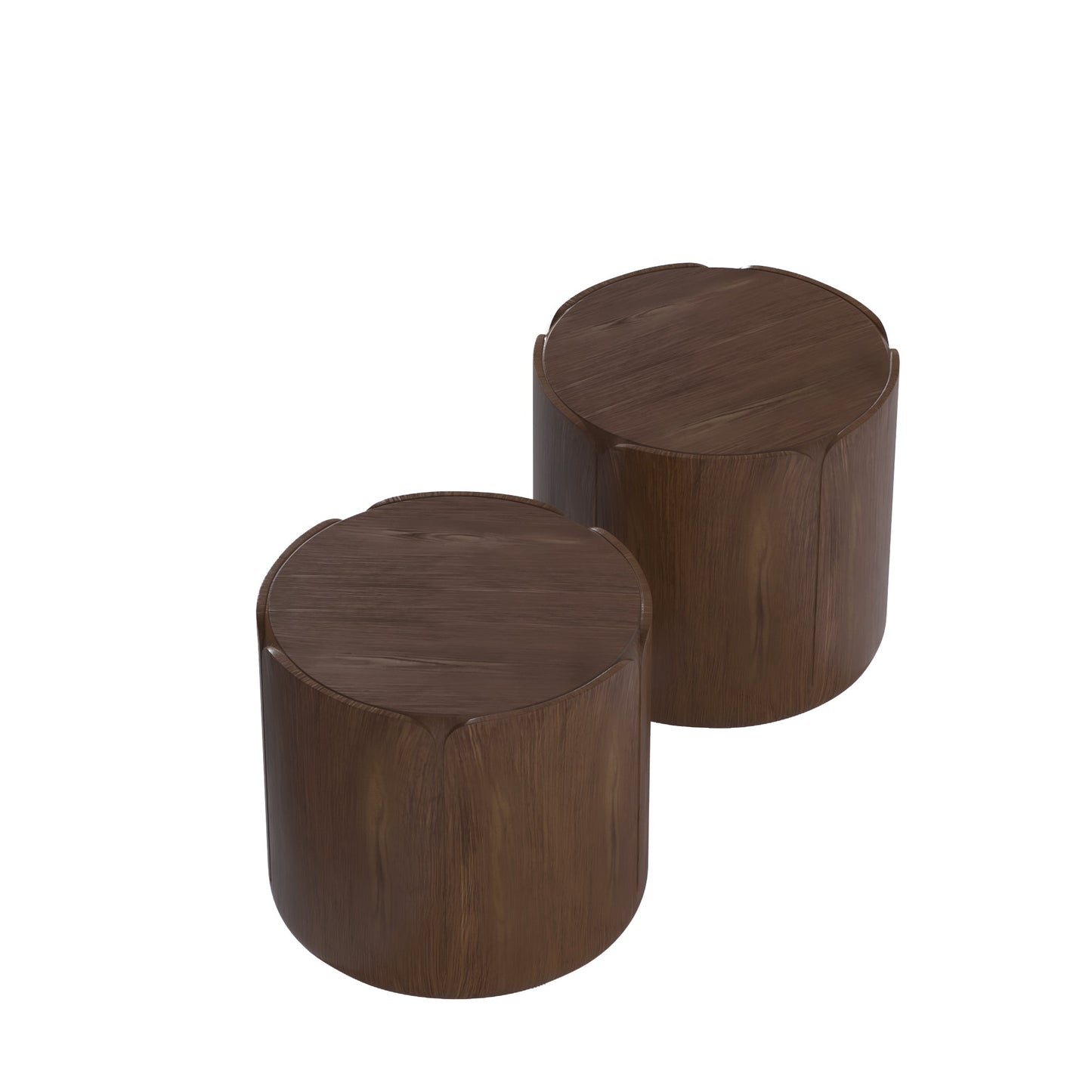 19.29 in Outdoor Side Table Set of 2, Wood Grain, Waterproof, Patio, Brown