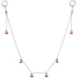 14G 9/16 Clear Gem Red Cherry Captive Ring Dangle Nipple Chain