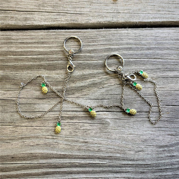 14G 9/16 Clear Gem Pineapple BCR Captive Ring Dangle Nipple Chain