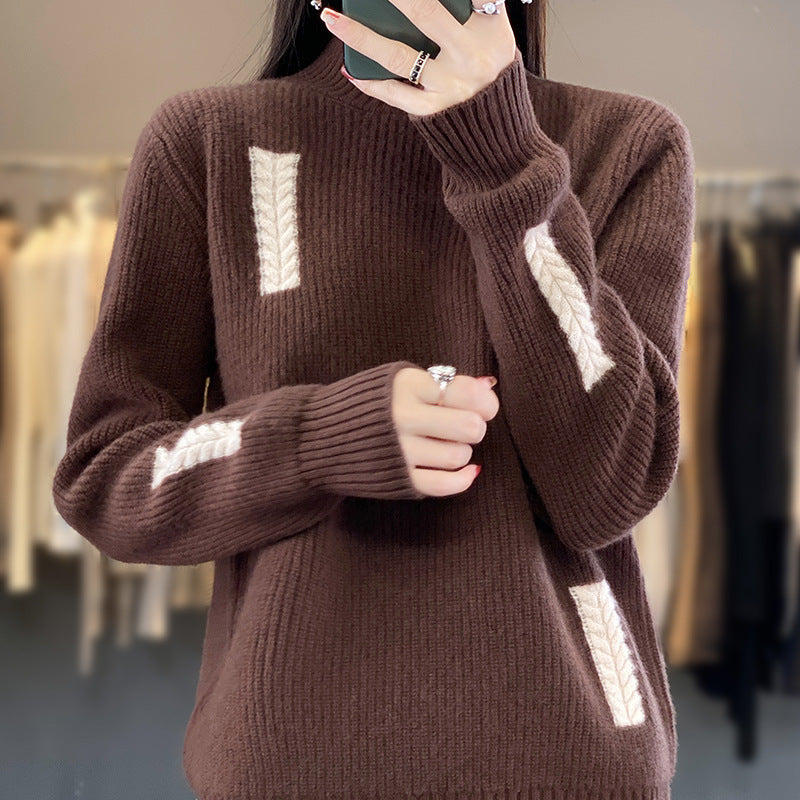Women's Fashion High Collar Knitted Sweater