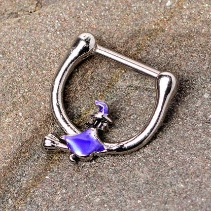 16G 5/16 Blue Spooky Witch Halloween Septum Clicker