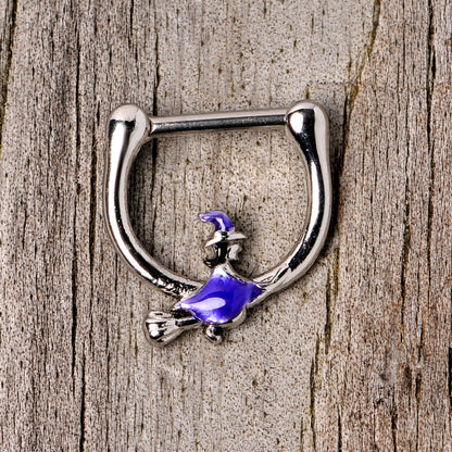16G 5/16 Blue Spooky Witch Halloween Septum Clicker