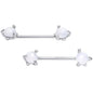 14G 5/8 White Faux Opal Dragon Claw Barbell Nipple Ring Set