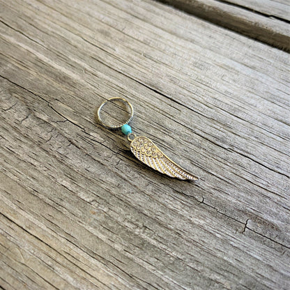 20G 3/8 Clear Gem Feather Feathered Wing Dangle Closure Ring