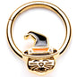 16G 3/8 Gold Tone Witch Hat Cat Halloween Hinged Segment Ring