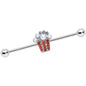 14G White Orb Movie Night Popcorn Industrial Barbell 38mm