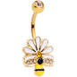 Clear Yellow Gem Gold Tone Daisy Bee Belly Ring