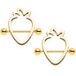 14G 3/4 Gold Tone Hollow Strawberry Nipple Shield Set