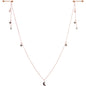 14G 9/16 Black Gem Rose Gold Tone Moon Dangle Nipple Chain