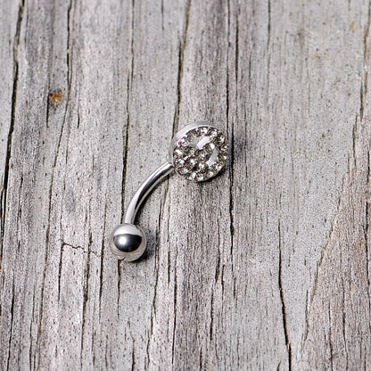 16G 5/16 Clear Gem Retro Peace Sign Curved Eyebrow Ring