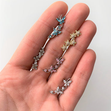 16G 1/4 Clear CZ Gem Gold Tone Fancy Flower Cartilage Tragus